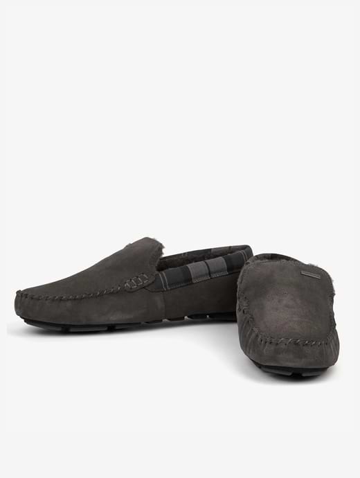 Barbour Monty Slippers Dark Grey Suede