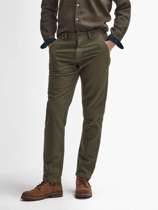 Barbour Men's Moleskin Tailored Fit Trousers Dark Olive