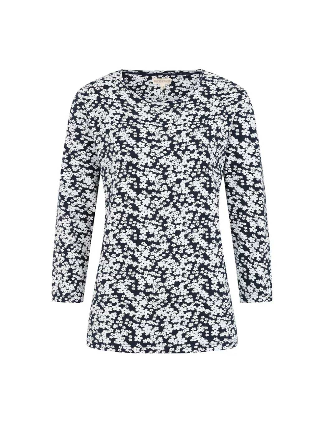 Mudd & Water Women's Fern Top Flower Print Navy