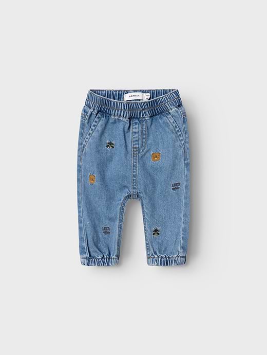 Name It Baby Ben U-Shape Embroidered Jeans Medium Blue Denim