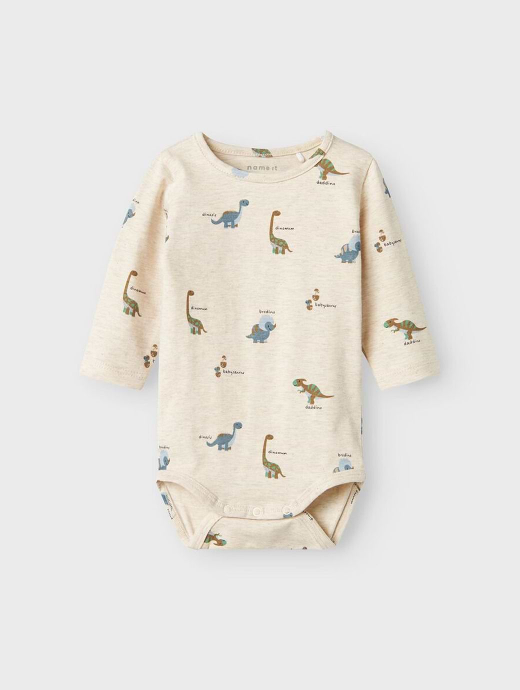 Name It Baby Boy's Dinos Long Sleeve Body Peyote Melange