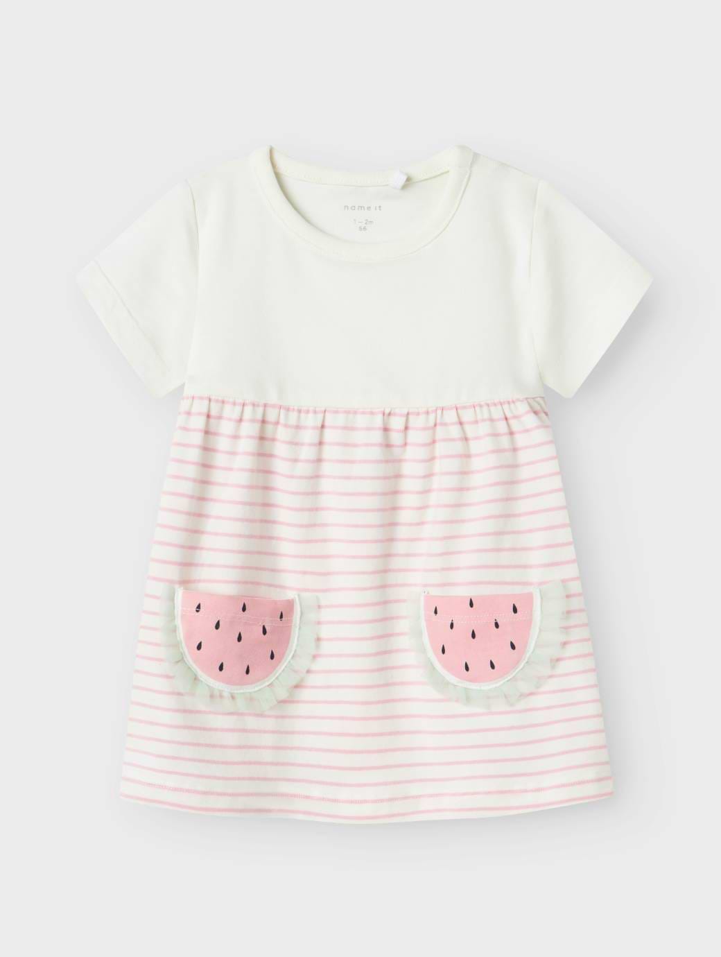 Name It Baby Girl's Jabelle Short Sleeve Dress Cloud Dancer