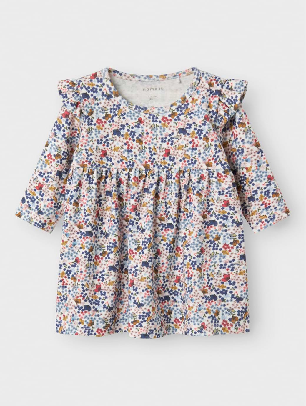 Name It Baby Girl's Korra Long Sleeve Dress Cloud Dancer