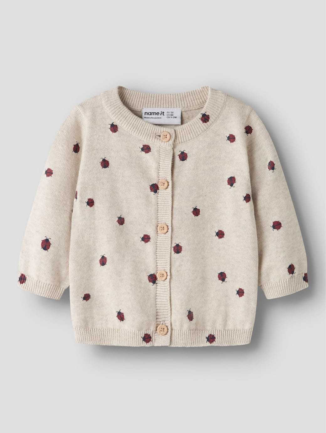 Name It Baby Girl's Kikki Long Sleeve Knit Box Cardigan Peyote Melange