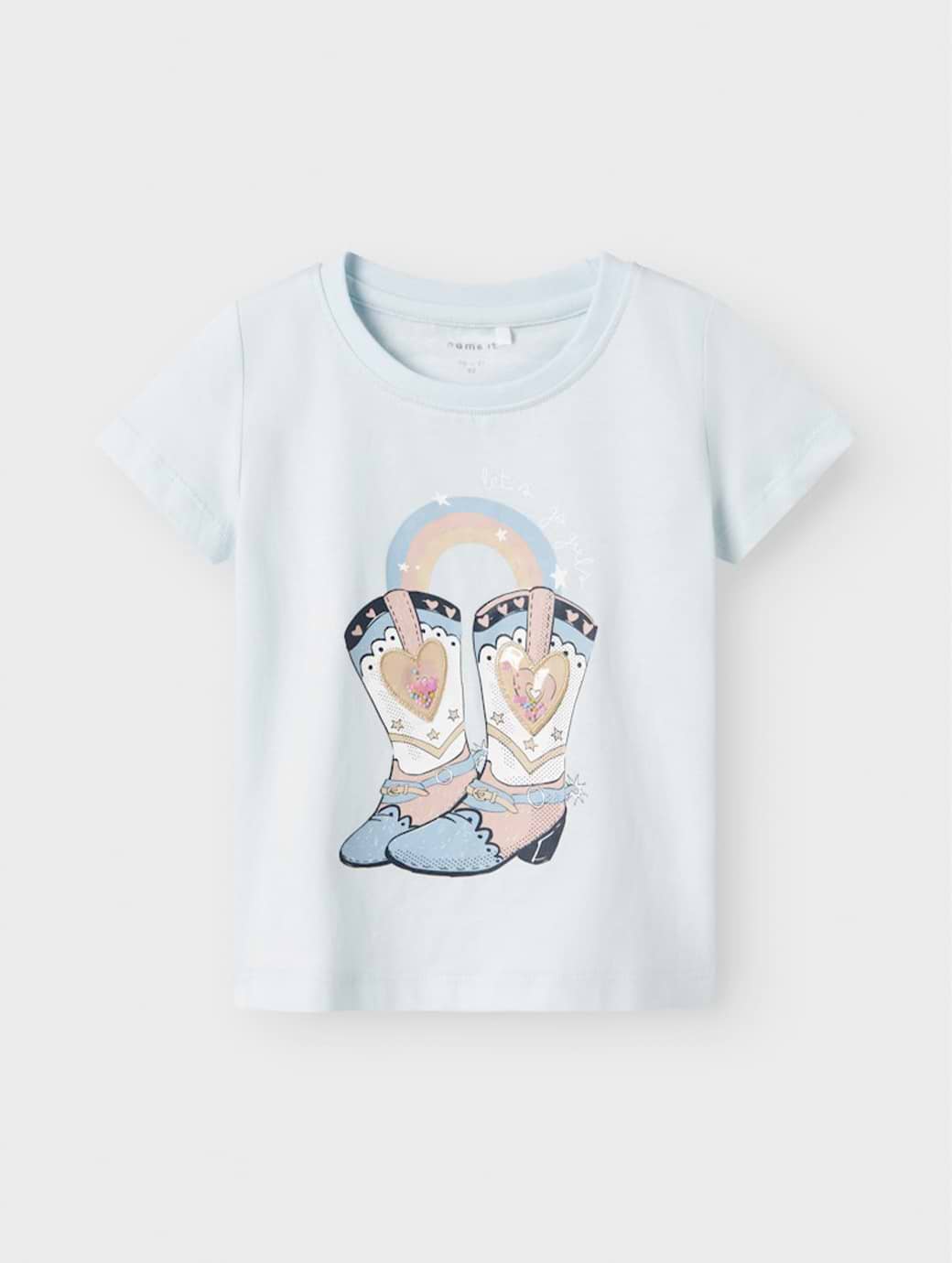 Name It Mini Girl's Kitty Short Sleeve Box Top Country Air