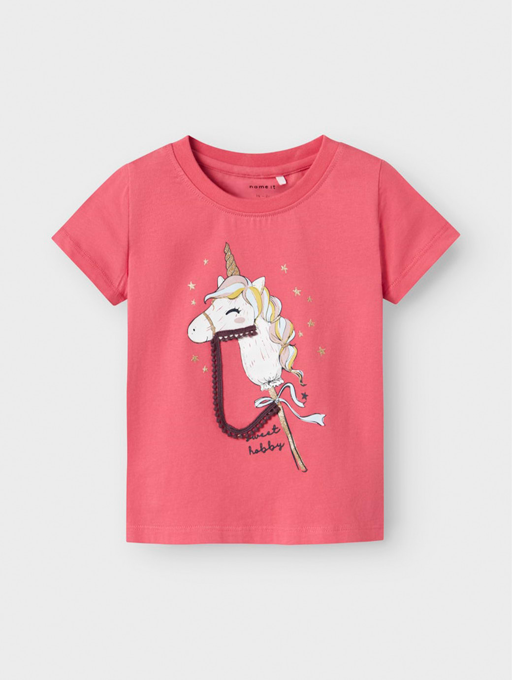 Name It Mini Girl's Kitty Short Sleeve Box Top Rapture Rose