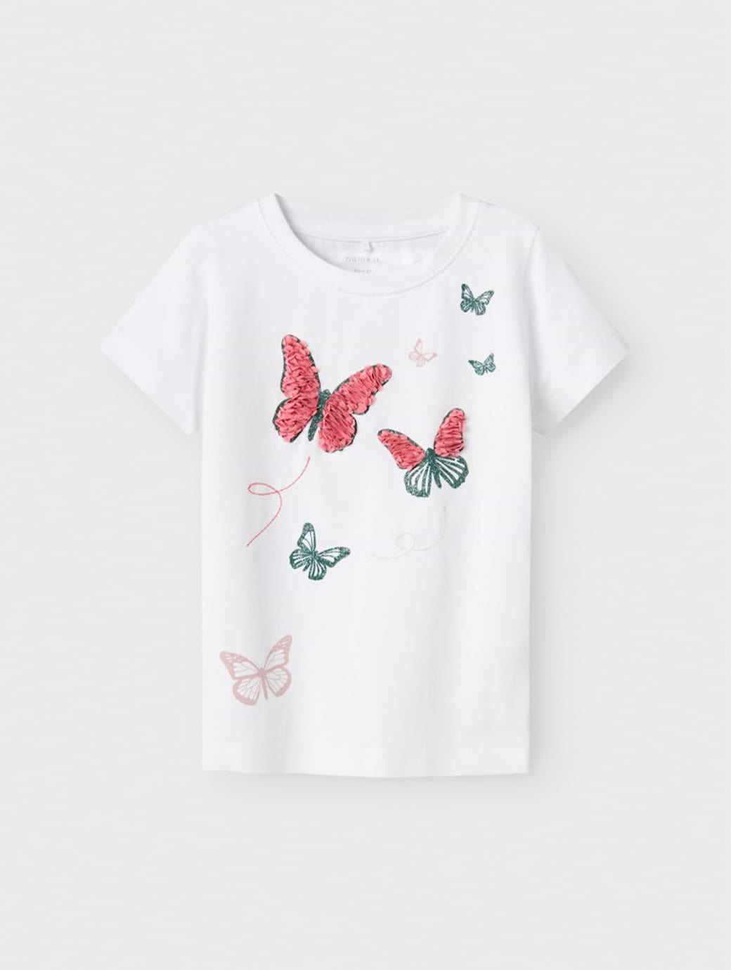 Name It Mini Girl's Lofla Short Sleeve Top Bright White