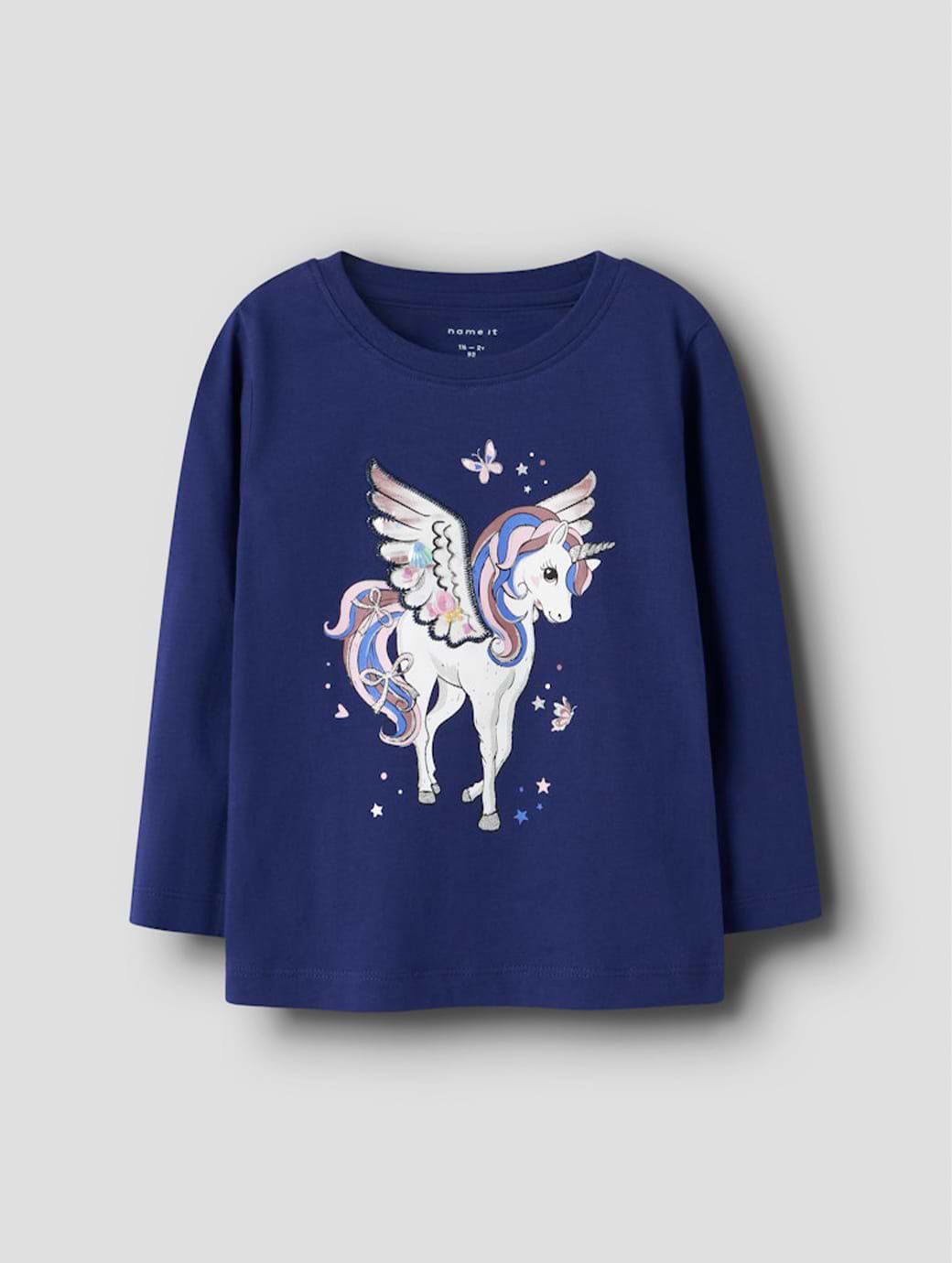 Name It Mini Girl's Ninna Long Sleeve Box Top Blueprint