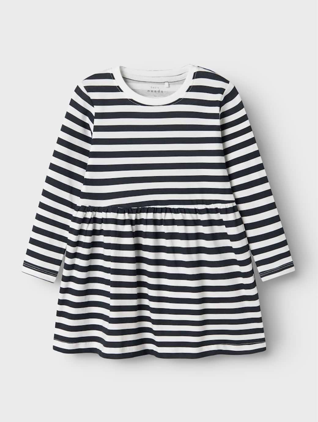 Name It Mini Girl's Vivia Long Sleeve Dress Bright White/Dark Sapphire Stripes