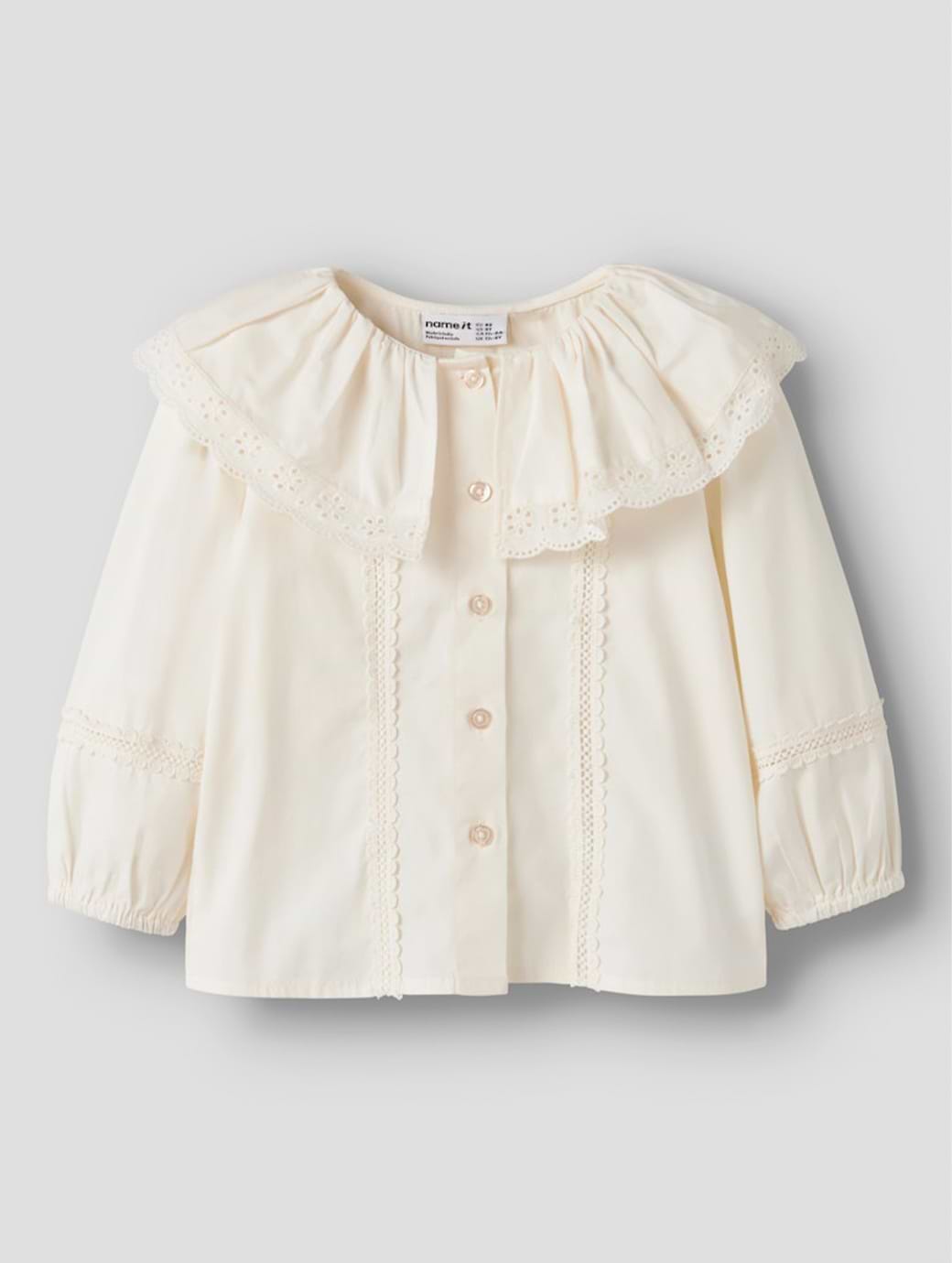 Name It Mini Girl's Kis Long Sleeve Shirt Antique White