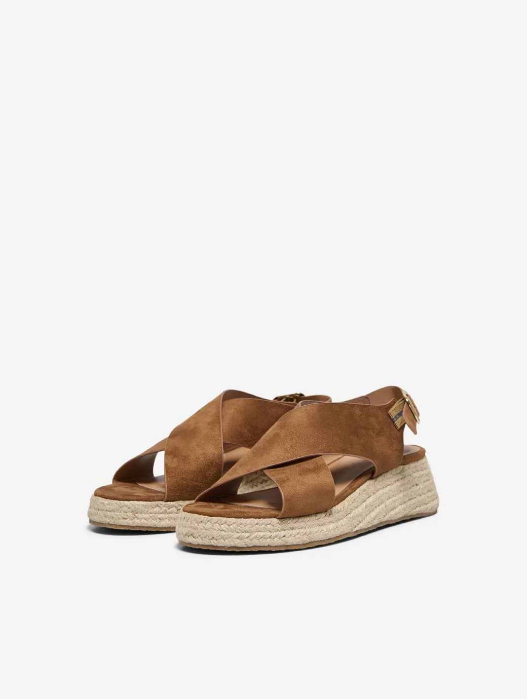 Only Women's Minerva 2 MF Cross Strap Wedge Cognac