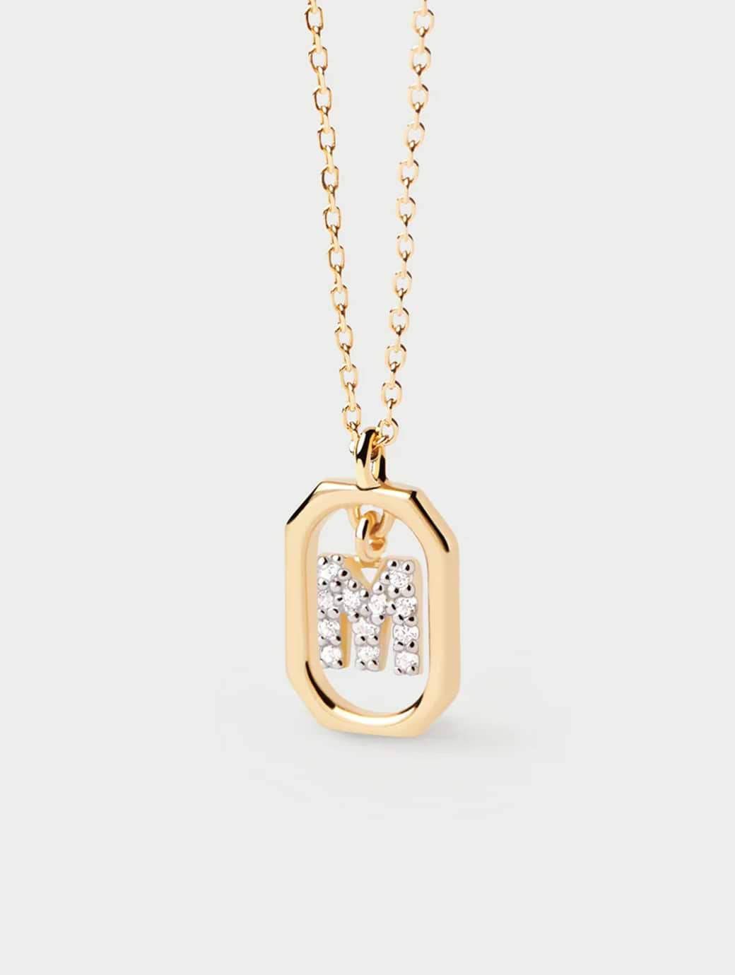 PDPAOLA Mini Letter M Necklace Gold One Size