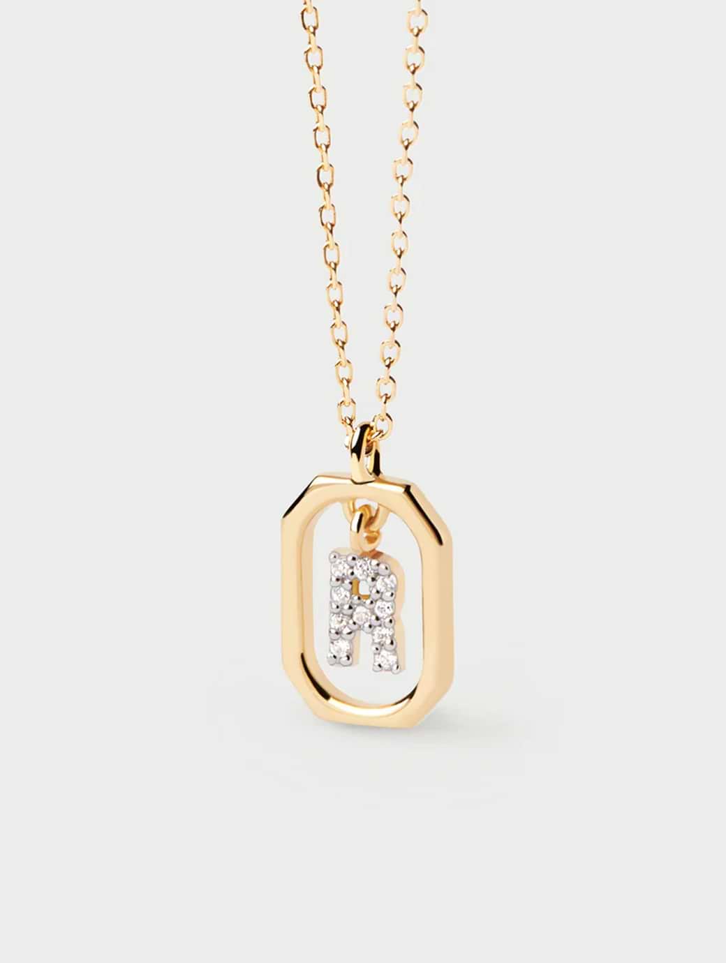 PDPAOLA Mini Letter R Necklace Gold One Size