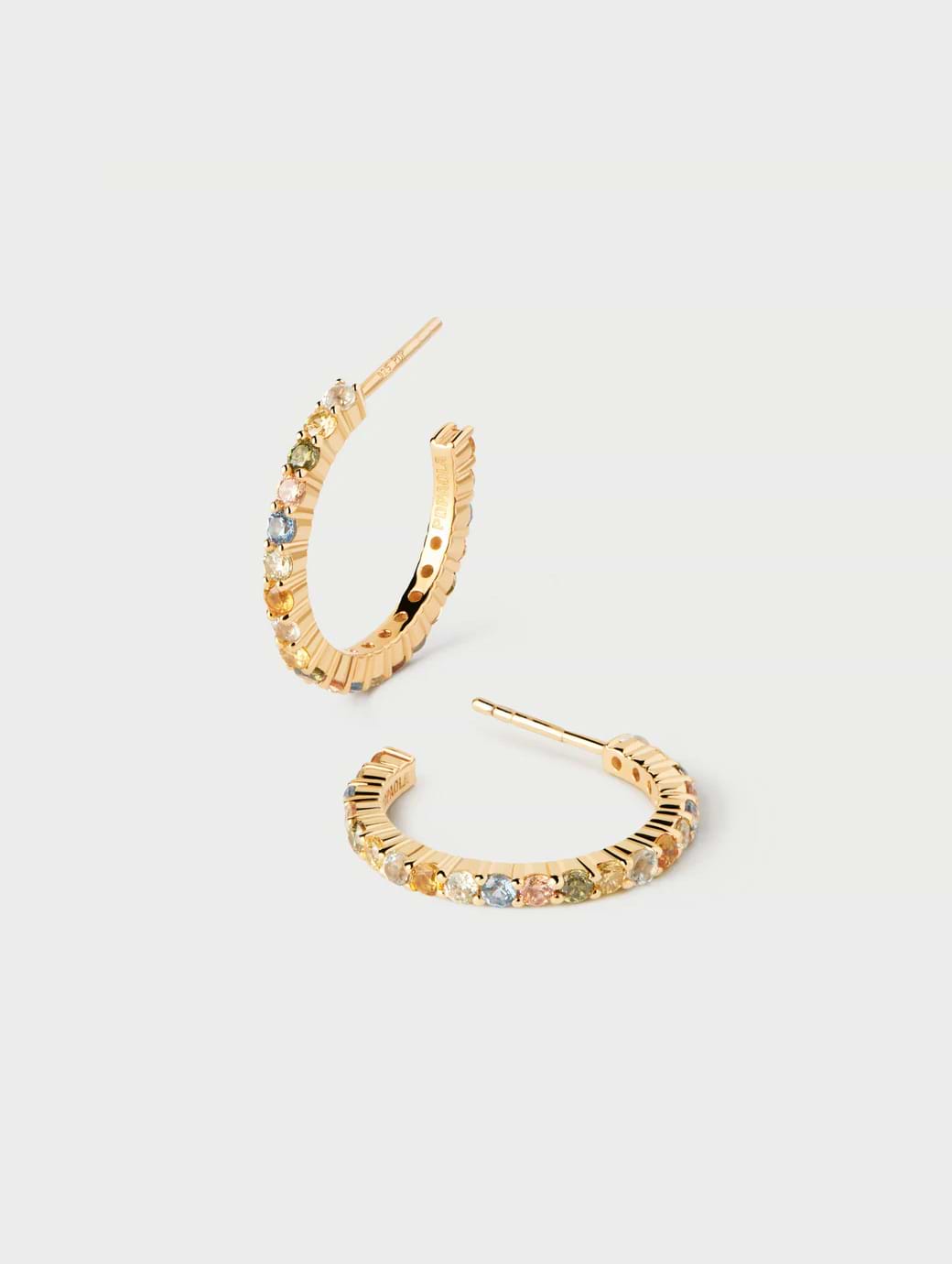PDPAOLA Rainbow Hoops Gold One Size
