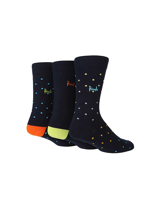 Pringle 3 Pack Bamboo Jacquard Socks Navy With Pin Dots