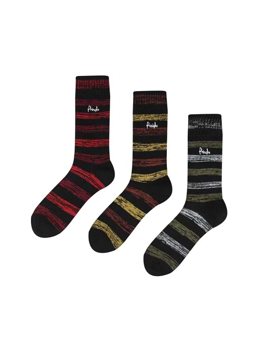 Pringle 3 Pack Thermal Boot Sock Black With Feeder Stripes