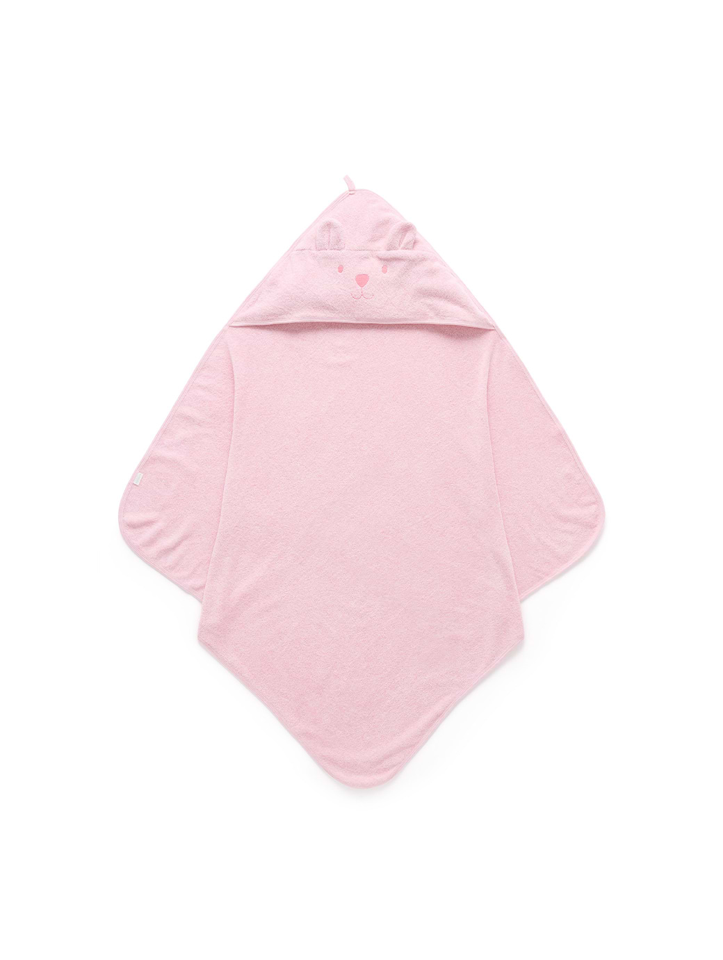 Purebaby Essential Bear Towel Pale Pink Melange
