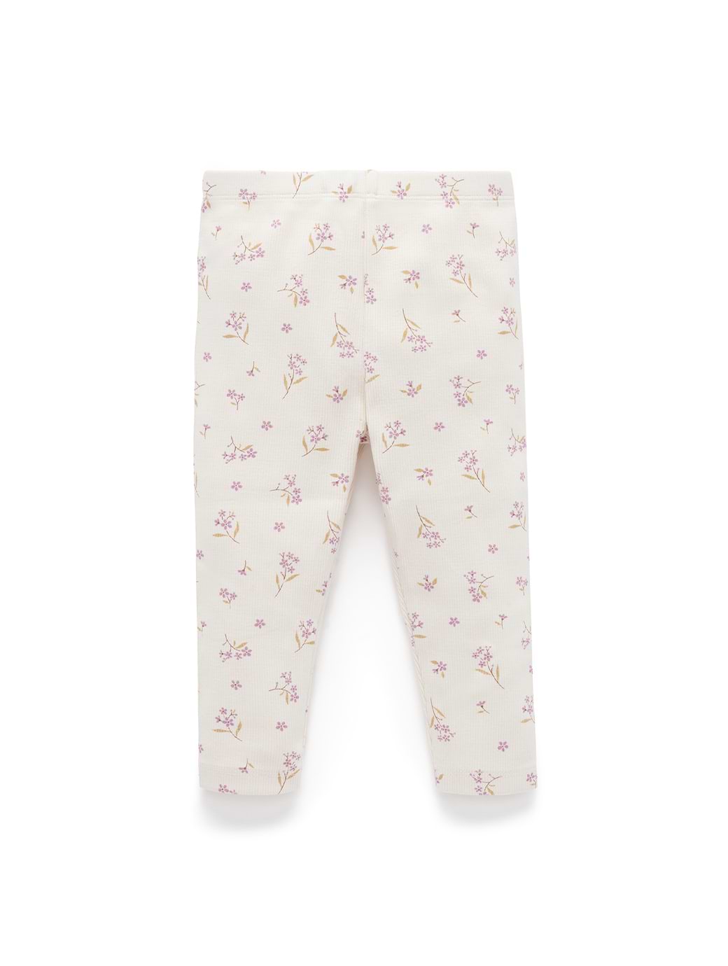 Purebaby Girl's Thick Rib Leggings Lavender Meadow Print