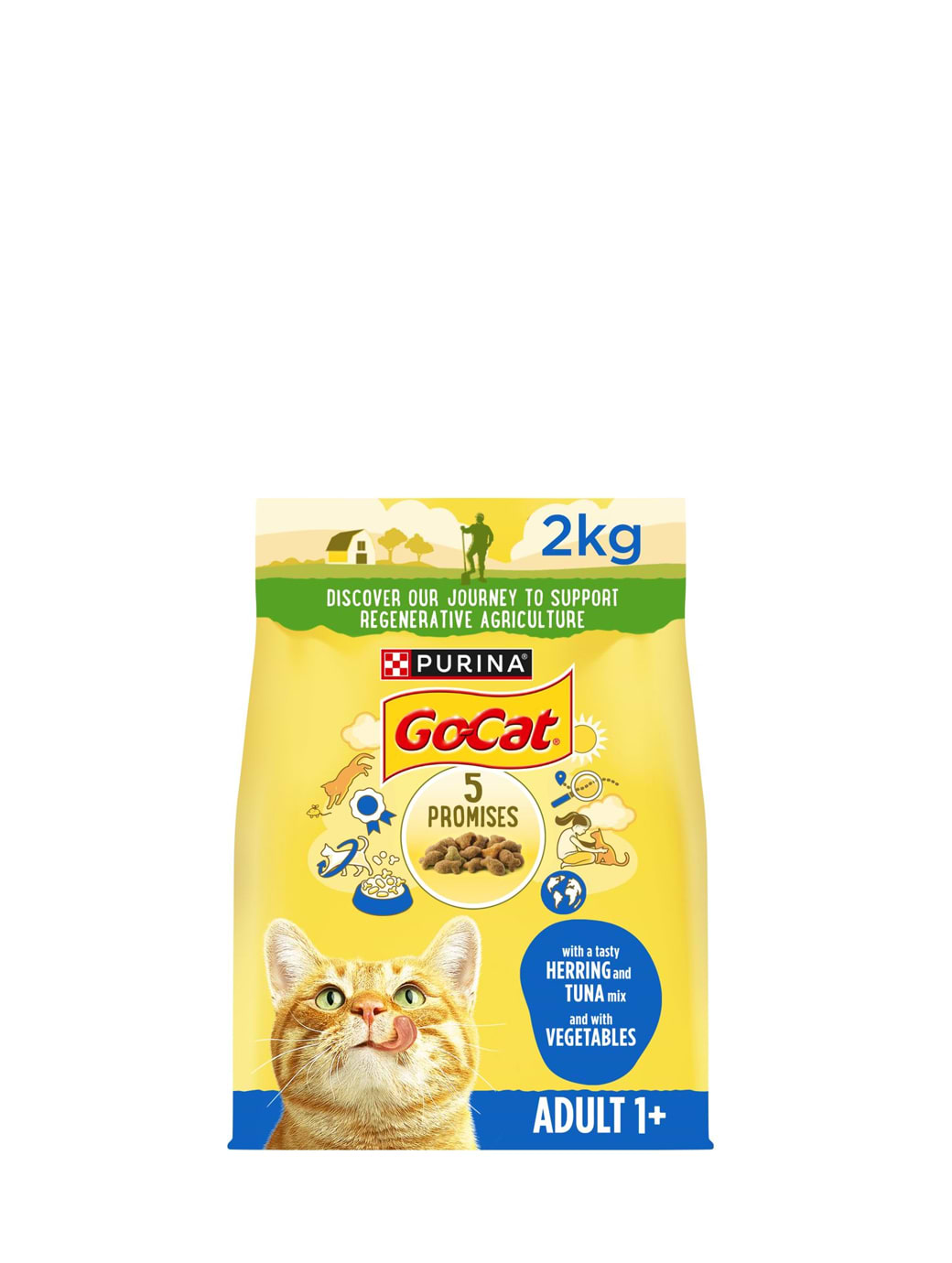Purina Go-Cat Complete Herring And Tuna Mix With Vegetables Dry Cat Food 2KG