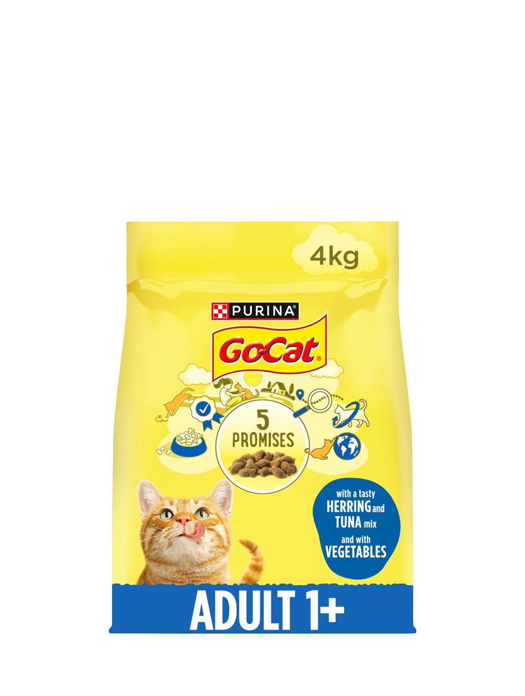 Purina Go-Cat Complete Herring And Tuna Mix With Vegetables Dry Cat Food 4KG