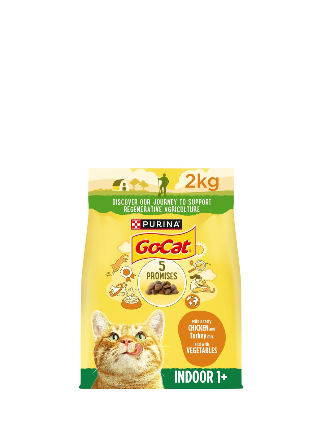 Purina Go-Cat Indoor Chicken And Turkey Mix With Vegetables Dry Cat Food 2KG