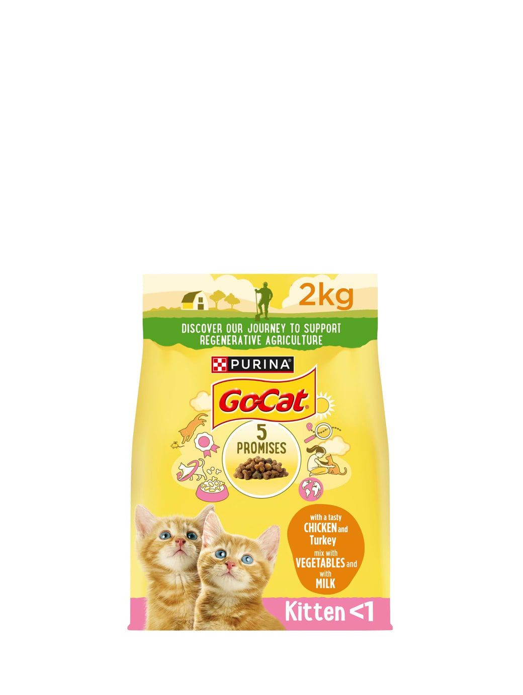 Purina Go-Cat Junior Chicken And Turkey Mix With Milk Dry Cat Food 2KG