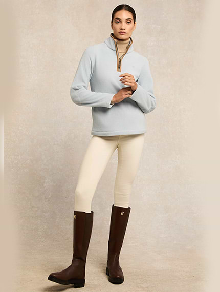 Holland Cooper Country Fleece Quarter Zip Pale Blue
