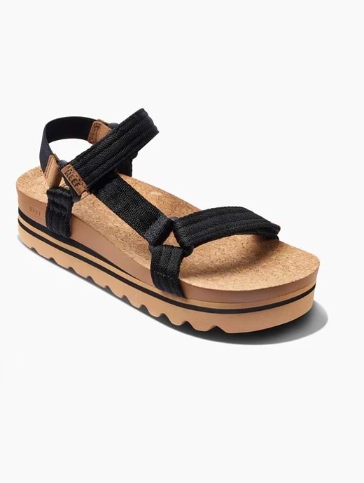 Reef Women's Cushion Rem Hi Sandal Whisper Black/Tan