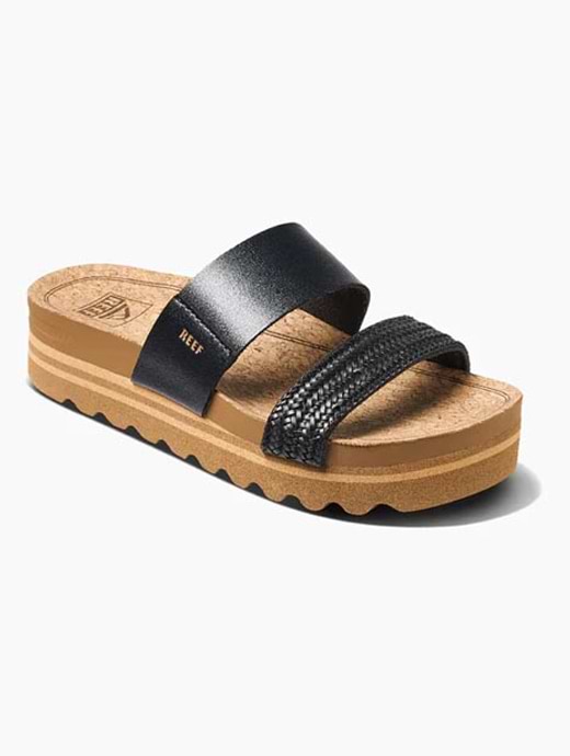 Reef Womens Cushion Vista Hi Sandal Black Braid