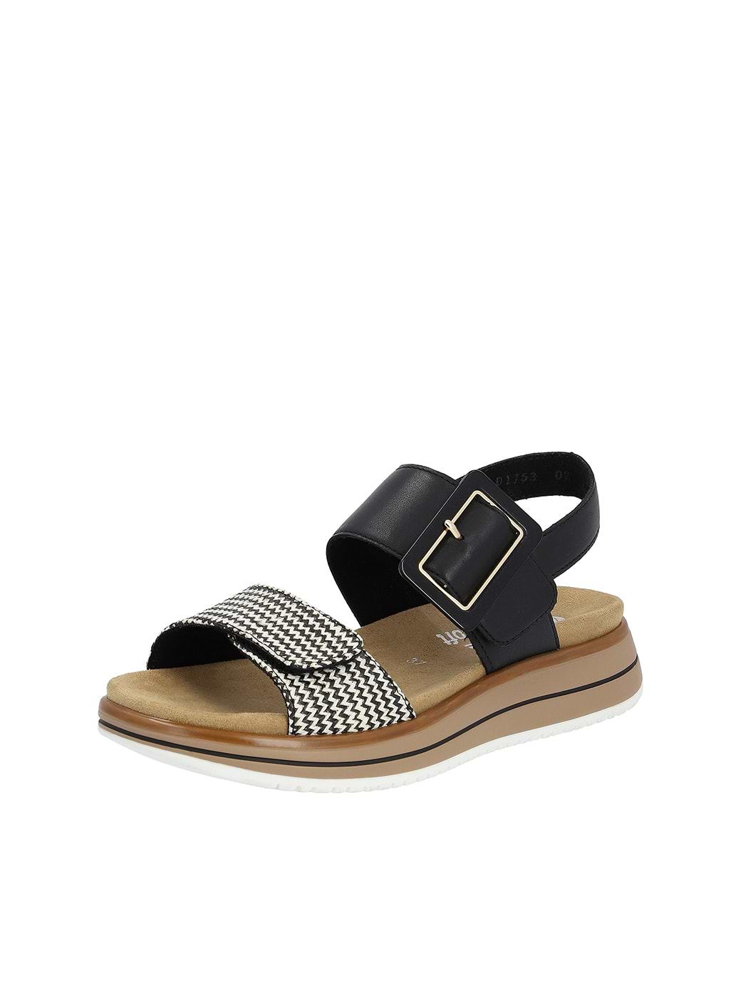 Remonte D1J53-02 Women's Hook & Loop Sandals Black/Cream