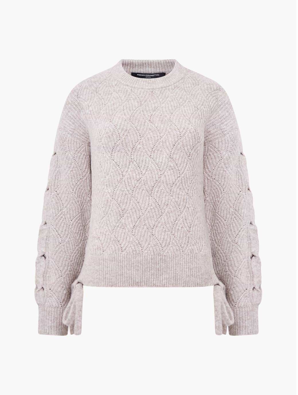 French Connection Women's Tina Cable Tie Jumper Mushroom