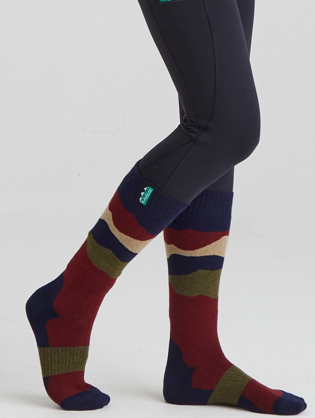 Ridgeline Merino Wool Mid Length Socks Navy Stripes 