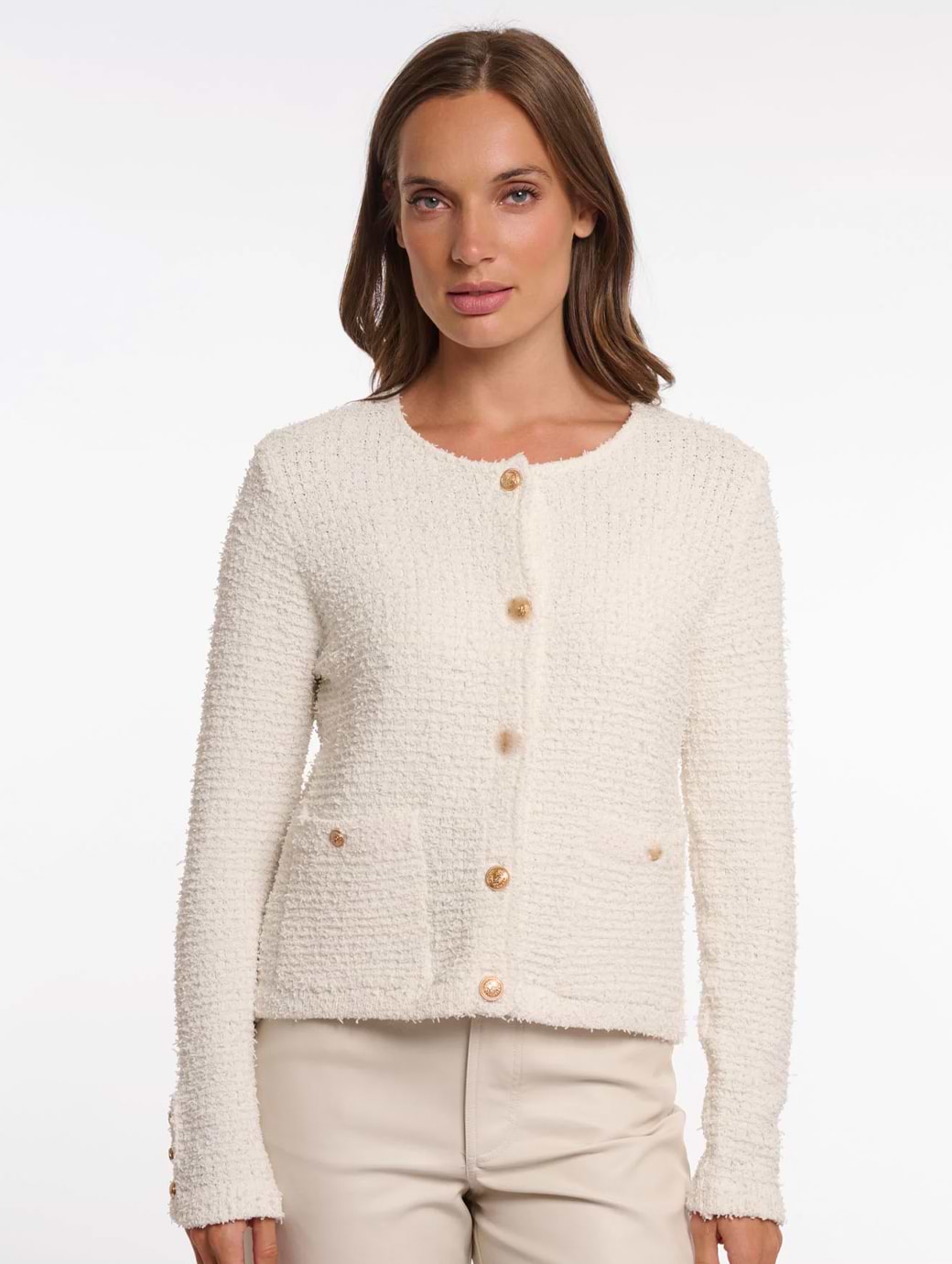 Rino & Pelle Women's Knitted Cardigan With Button Closure Snow White