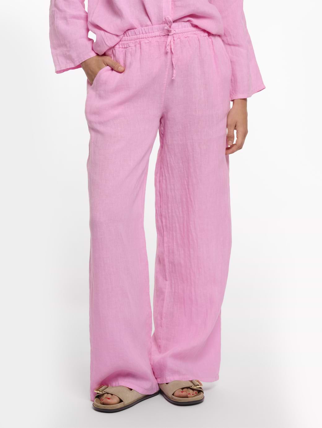 Rino & Pelle Women's Regular Length Wide Leg Trousers Rose