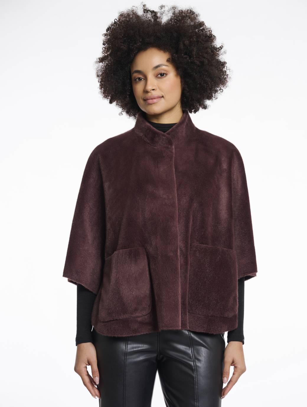 Rino & Pelle Dewi Faux Fur Cape Chocolate Bean
