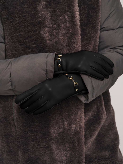 Rino & Pelle Havila Faux Leather Gloves Black