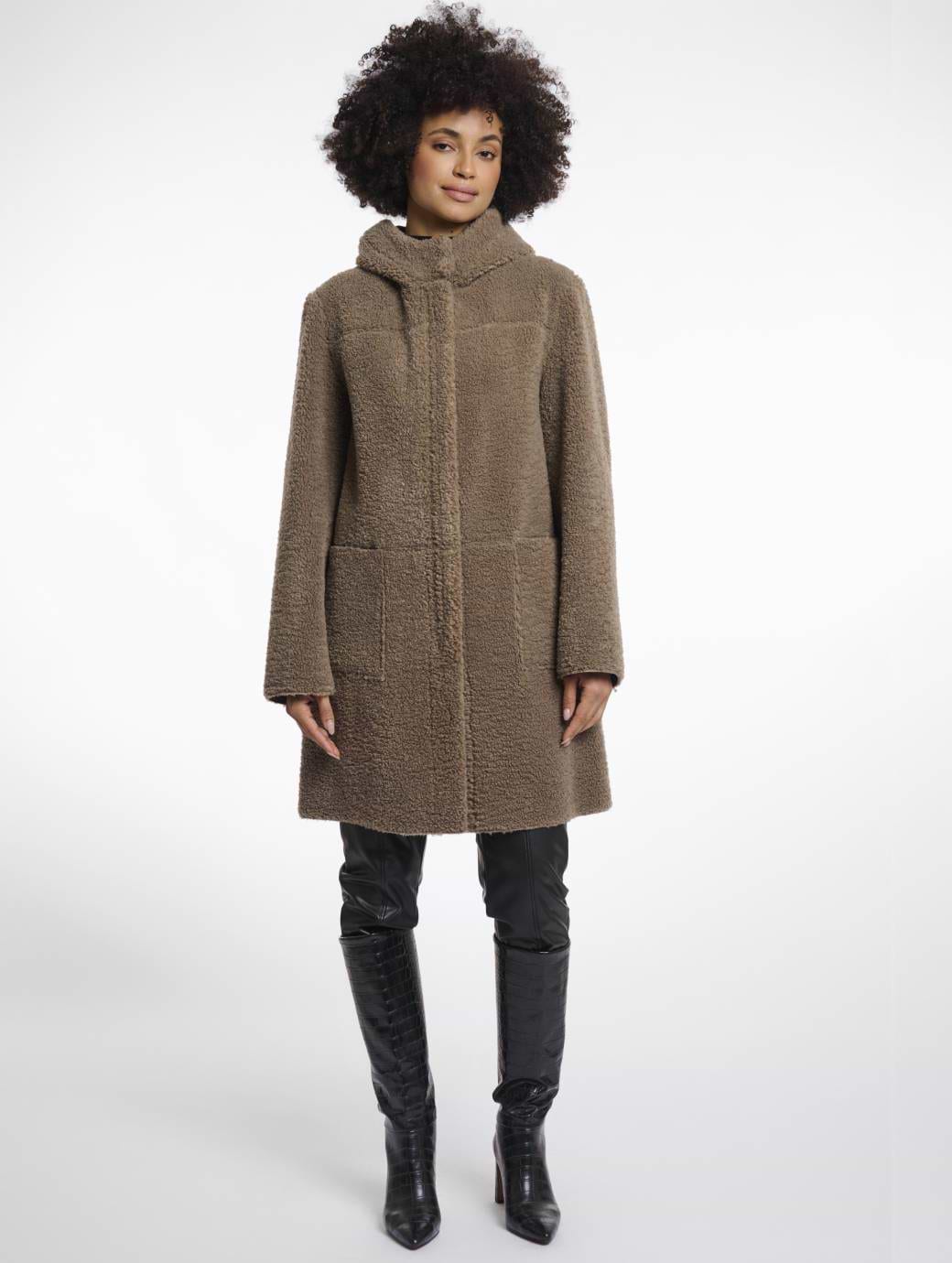Rino & Pelle Women's Alina Reversible Hooded Coat Toffee