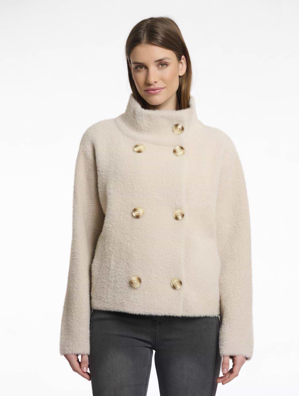 Rino & Pelle Women's Beth Short Double Breasted Jacket Stone