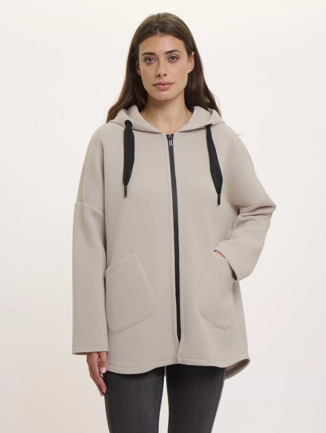 Rino & Pelle Women's Bray Zip Cardigan With Hood Fog Grey