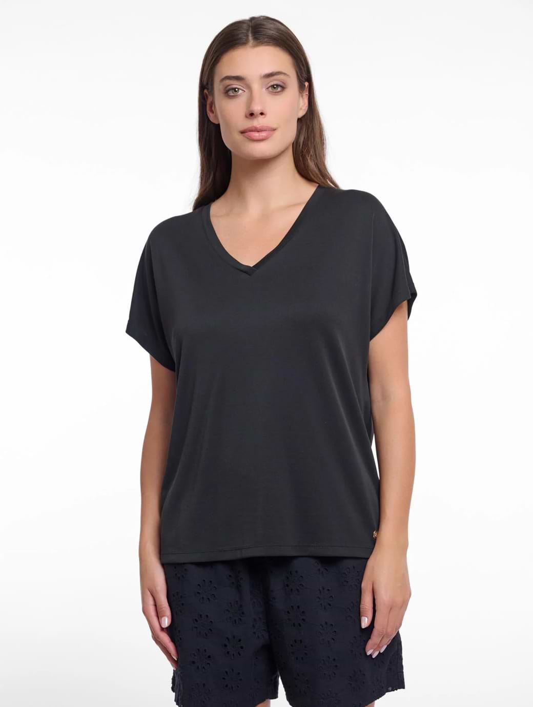 Rino & Pelle Women's Jezzie V-neck Top Black