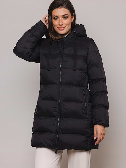 Rino & Pelle Women's Nadira Padded Coat With Double Closure And Rib Black