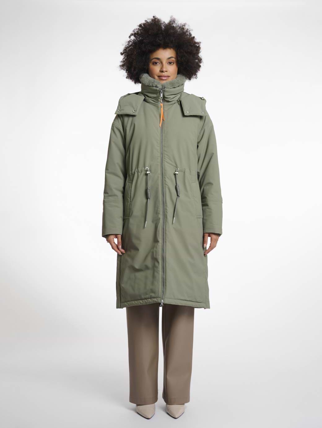 Rino & Pelle Women's Quinte Outdoor Jacket With Detachable Faux Fur Collar Green Ash