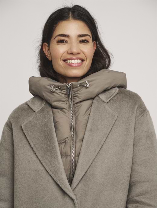 Rino Pelle Women s Reni Wool Coat With Removable Down Jacket Dark Artichoke