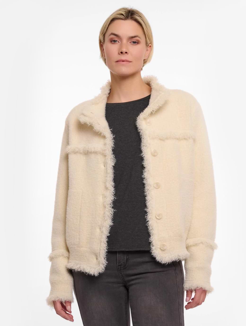 Rino & Pelle Women's Sancho Cardigan With Fringe Detail Birch