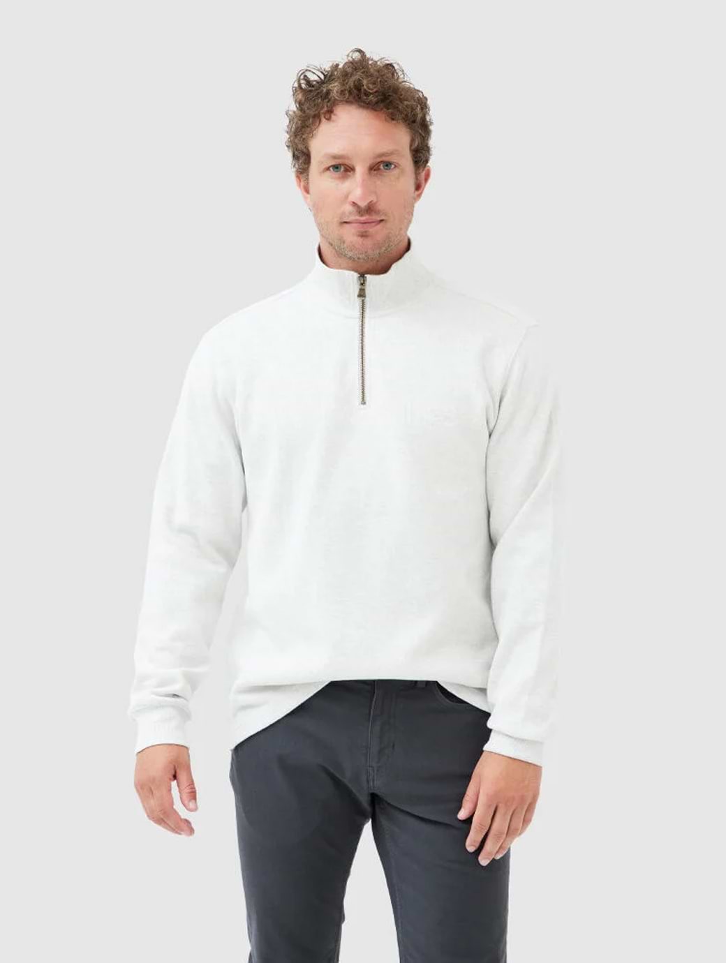 Rodd & Gunn Alton Ave 1/4 Zip Sweat Knit Ice Grey Marle