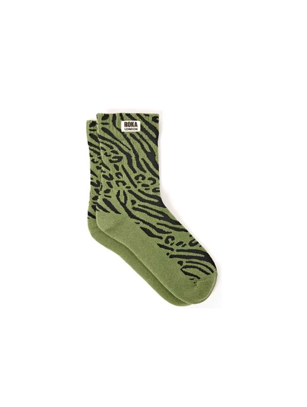 Roka London Women's Wimbledon Crew Socks Mixed Animal Artichoke