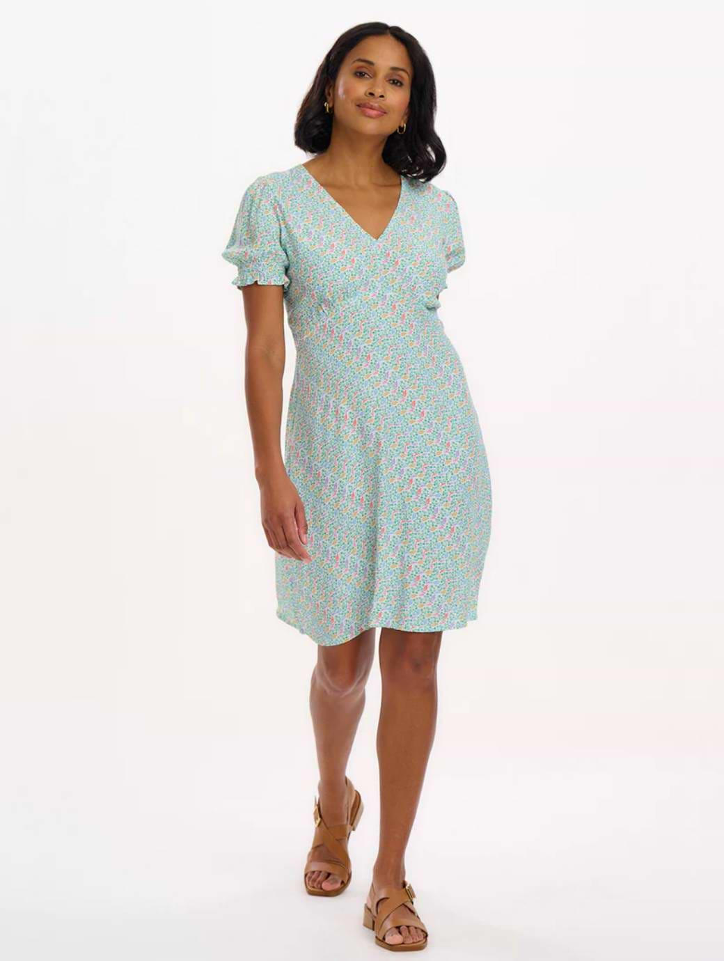 Sugarhill Rosario Mini Tea Dress Off-white Multi Garden Waves