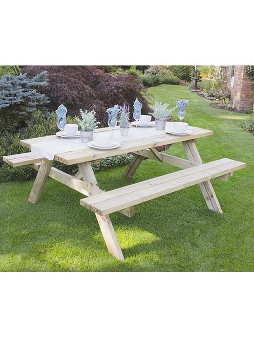 Forest Garden Rectangular Picnic Table Large