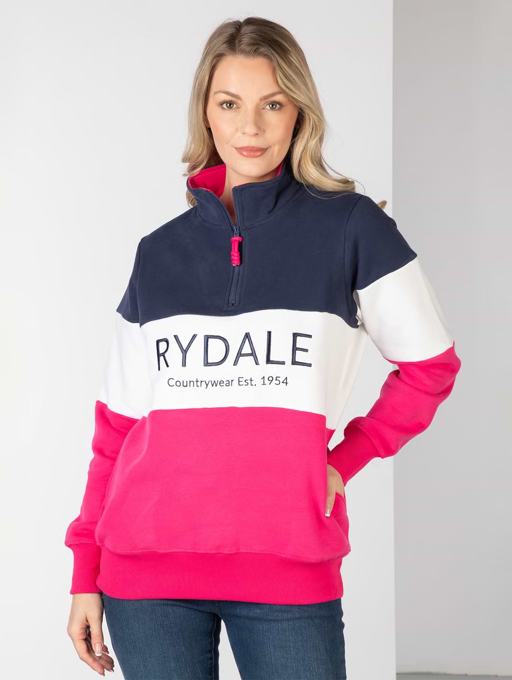 Rydale Women's Byland Sweatshirt Navy/White/Bonbon