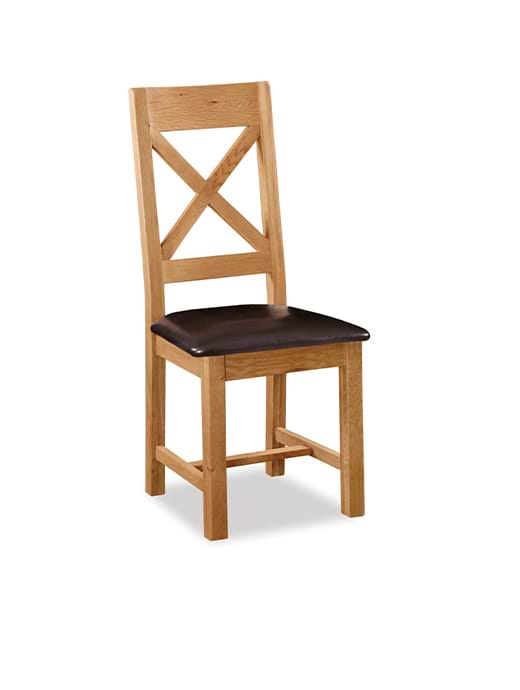 Salisbury Cross Back Chair With PU Leather Seat 